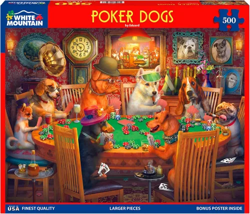Miniatura 3 de White Mountain Rompecabezas de 500 piezas divertido de animales con piezas grandes, regalo para adultos y familia de 18 x 24 pulgadas, perros