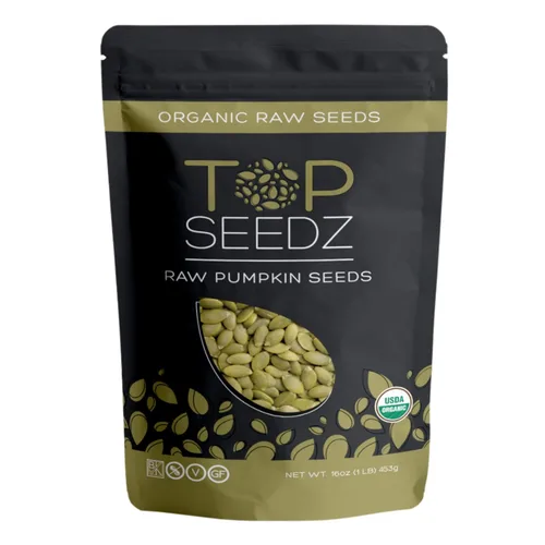 Top Seedz Semillas de calabaza crudas orgánicas certificadas por la USDA (Pepitas) | Semillas de calabaza frescas y sin sal, sin cáscara, sin
