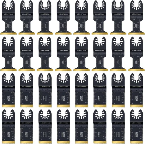 Miniatura 9 de LONGTERM 100 piezas de hojas oscilantes de madera de dientes largos, OIS de liberación rápida, para madera dura/madera blanda/MDF/madera
