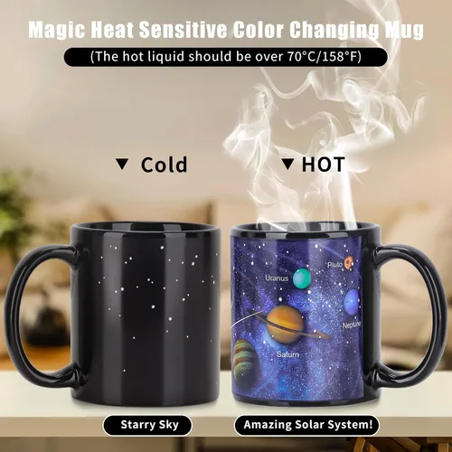 Miniatura 2 de Antner Taza de café con sistema solar que cambia de calor, taza de cerámica mágica sensible al calor, solo lavar a mano, regalos de astronomía