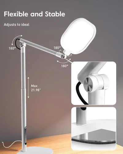 Miniatura 8 de Lámparas LED de escritorio para oficina en casa con base, lámpara de escritorio alta con 50 modos de luz y memoria y temporizador, luz