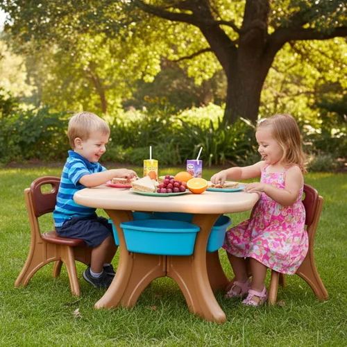 Miniatura 2 de Costzon, juego de mesa y 2 sillas para niños, para arte con cubos de almacenamiento desmontables, fuerte capacidad de carga, livianos, muebles