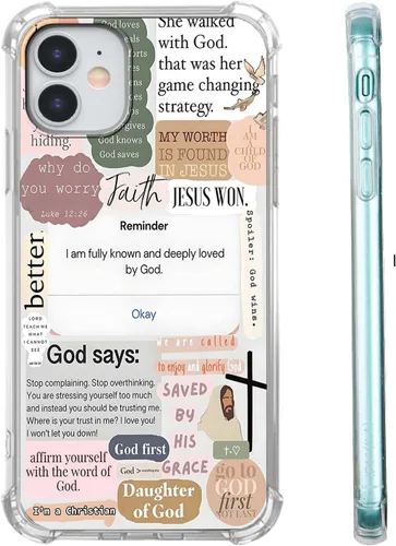 Miniatura 85 de Funda para Celular con Versículos de la Biblia, Colocación de Citas Cristianas de Jesús, Diseño Collage, Funda Protectora Suave de TPU de Moda