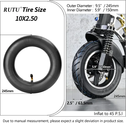 Miniatura 2 de RUTU Repuesto de neumático o tubo interior y neumático de 10 x 2.50 para scooters eléctricos inteligentes de equilibrio automático, aerotabla se 10
