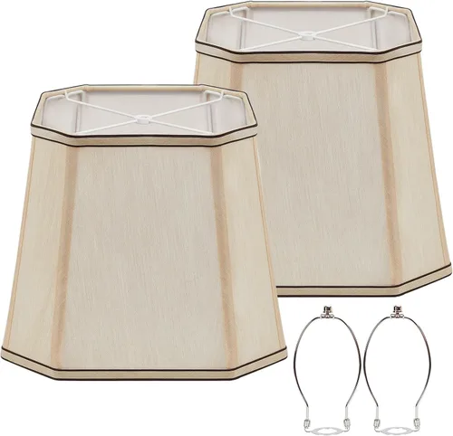 Miniatura 13 de Juego de 2 pantallas de lámpara gris, pantallas de tambor, pantalla de lámpara de 25.4 cm de altura, pantallas de lámpara para lámpara de mesa