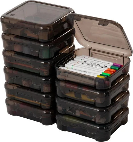 Miniatura 12 de IRIS USA - Paquete de 8 cajas de almacenamiento transparente de plástico para papel de álbumes de recortes de 6" x 6", organizadores portátiles