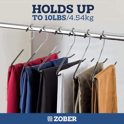 Miniatura 4 de Zober Perchas antideslizantes para pantalones, paquete de 40 unidades de extremos abiertos para jeans y ropa, ahorran espacio, perchas de metal