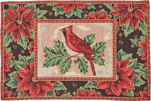 Miniatura 2 de Violet Linen Juego de 4 manteles individuales decorativos con diseño de flor de pascuas de Navidad de 13 x 19 pulgadas