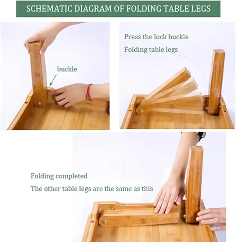 Miniatura 7 de Mesa plegable, mesa cuadrada de bambú para el hogar, escritorio de computadora, mesas bajas de bambú, mesa de comedor pequeña multifuncional, varios
