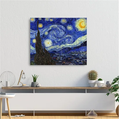 Miniatura 846 de A&T ARTWORK Campo de trigo con cipreses de Van Gogh Las reproducciones de arte clásico mundial, impresiones en lienzo giclée para decoración