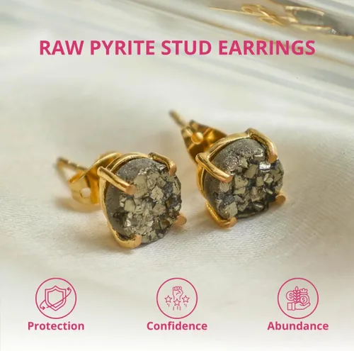 Miniatura 58 de Gempires Natural Raw Prong Setting Stud Earrings, 8-10 mm Crystals Earring, Handmade Jewelry, Gift for Her