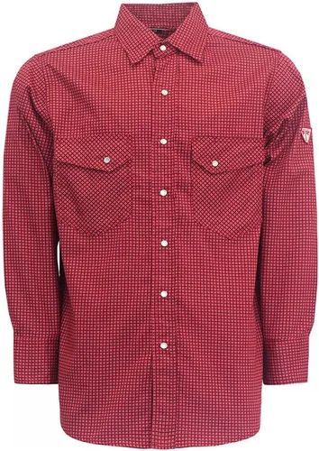 Miniatura 10 de TICOMELA Camisa de soldadura FR de peso medio para hombre, 7.5oz 100% algodón NFPA 2112 CAT2 - Camisa de trabajo con botones resistente al fuego