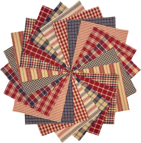 Paquete de 40 dijes de American Heritage color rojo y azul, de algodón precortado de 5 pulgadas, hecho en casa, rojo y azul JCS
