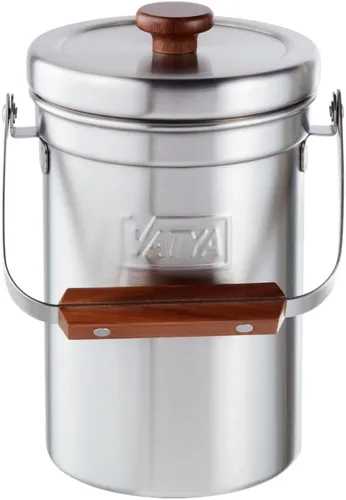 Vatya Contenedor de compost de cocina de acero inoxidable, sin filtro, compostador, cubo de compostaje, contenedor pequeño de basura de alimentos