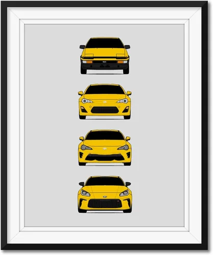 Miniatura 20 de Custom Car Posters Póster hecho a mano compatible con Toyota (Scion) FR-S 86 generaciones e impresión de Toyota 86 Trueno FR-S GR86 AE86 Scion