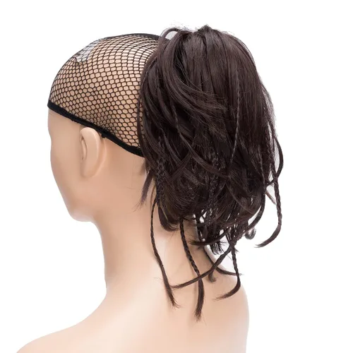 Miniatura 8 de IMISSU Extensiones de cabello hechas a mano con clip de cola de caballo trenzada, extensiones de cabello de cola de caballo (cobre ceniza)