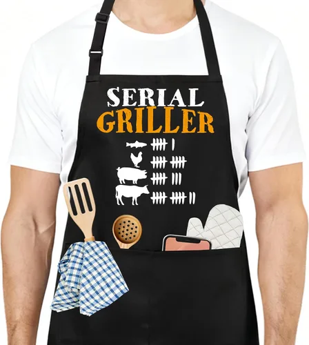Miniatura 17 de Divertido delantal de cocina para mujeres y hombres, delantal de cocina para hornear con 2 bolsillos, lindo regalo de cumpleaños, Navidad, día