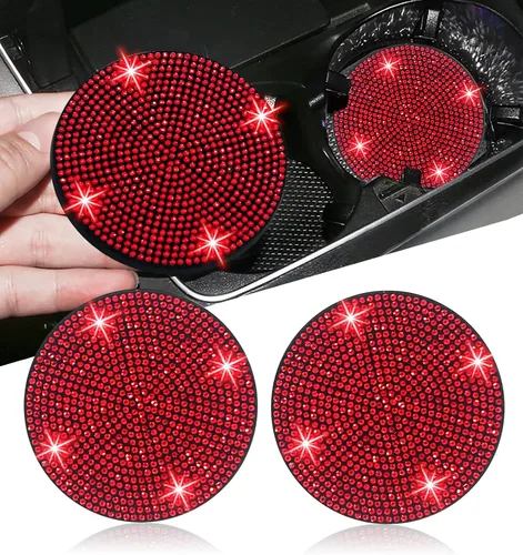 Miniatura 23 de NBTEPEM 2 posavasos de auto con diamantes de imitación, 2.75 pulgadas, antideslizantes, a prueba de golpes, universal, a la moda, para auto