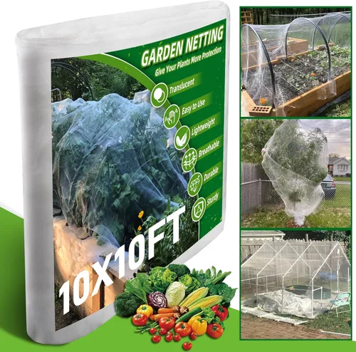 Red de jardín – Barrera ultra fina de 10 x 10 pies para verduras, plantas, frutas, flores y cultivos, cubierta de hilera de invernadero, cama