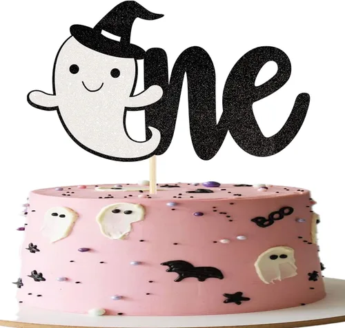 Miniatura 16 de Paquete de 24 adornos para cupcakes de Halloween con purpurina rosa, fantasma, pequeño abucheo, murciélago, bruja, gato, calabaza, magdalena