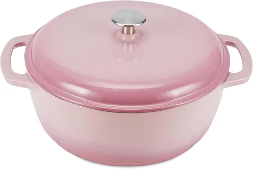 Miniatura 26 de Amazon Basics Olla de horno holandés de hierro fundido con tapa, esmaltada, redonda, doble asa, resistente, pequeña, 4.3 cuartos de galón, azul