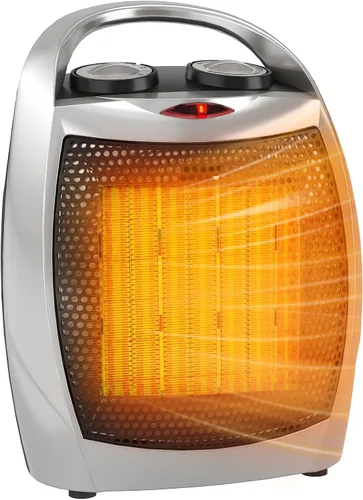 Calentador Garvee - Calentadores eléctricos con termostato 1500 W/750 W, calentador de escritorio de cerámica de calentamiento rápido 2 en 1 y