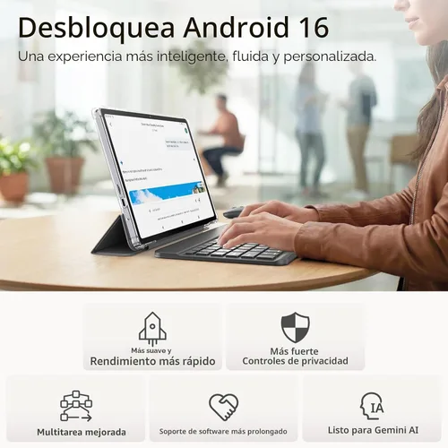 Miniatura 3 de Tablet Android 16 de 11 pulgadas con teclado, mouse y lápiz capacitivo, color gris 20GB RAM 128GB ROM, Octa-Core Gemini AI, cámara de 13MP