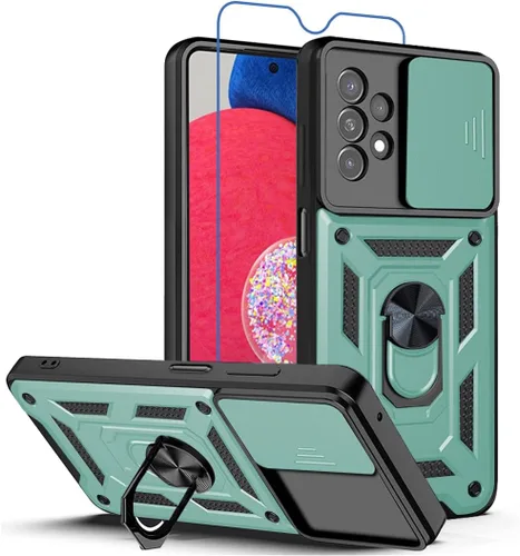Miniatura 19 de Funda para teléfono Galaxy A06 4G: con protector de pantalla de 2 piezas, cubierta deslizante para cámara y soporte multiángulo para Samsung Galaxy