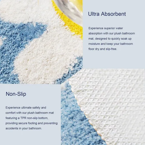 Miniatura 3 de YRXRUS Alfombra de baño de flores, alfombra de baño azul, tapetes de baño de belleza, alfombra de baño de microfibra ultrasuave, alfombra de flores