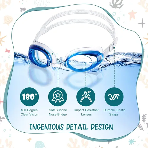 Miniatura 4 de Hoteam 36 pares de gafas de natación para niños, gafas de natación a granel para niños, regalos sin fugas, antivaho de visión amplia, gafas