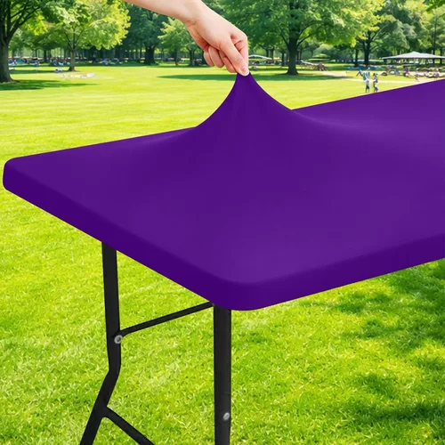 Miniatura 36 de Moosfor Mantel rectangular de elastano de 4 pies, manteles elásticos ajustables para pícnic, funda elástica y lavable para mesa de patio para Azul