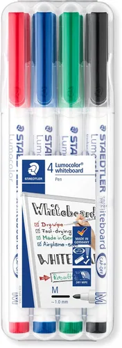 Staedtler Lumocolor drywipe/pizarra blanca - Juego de 4 marcadores