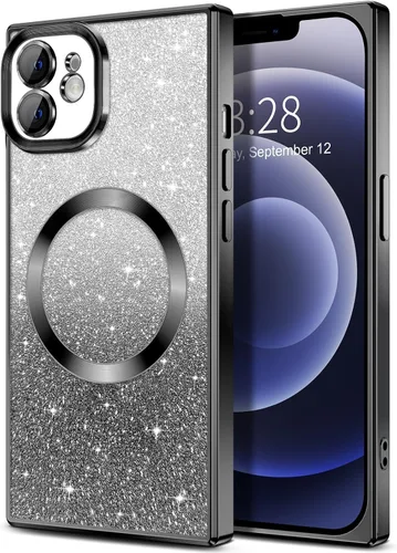 Miniatura 120 de Hython Funda para iPhone 13 Pro transparente con purpurina magnética [compatible con MagSafe] Protector completo de lente de cámara delgado