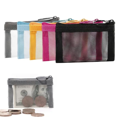 Miniatura 12 de patu Bolsas de malla con cremallera, estuche largo, 5 piezas, organizador de accesorios cosméticos de maquillaje de belleza, juego de artículos