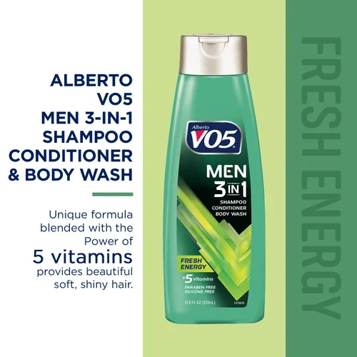 Miniatura 2 de VO5 - Champú acondicionador y gel de baño 3 en 1 para hombre, 12.5 onzas, energía fresca, 5 vitaminas esenciales para ayudar a nutrir e hidratar tu