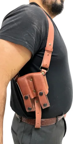 Miniatura 4 de Funda de cuero para pistola de hombro 1911 que se adapta a la mayoría de pistolas estilo 1911, Kimber-Colt-S & W-Remingto-Sig Sauer - Ruger/Pistola