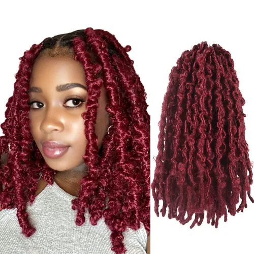 Miniatura 8 de Niseyo 6 paquetes de trenzas de ganchillo suaves de mariposa de 10 pulgadas, hechas a mano, preenlazadas, color negro oscuro, trenzas de mariposa