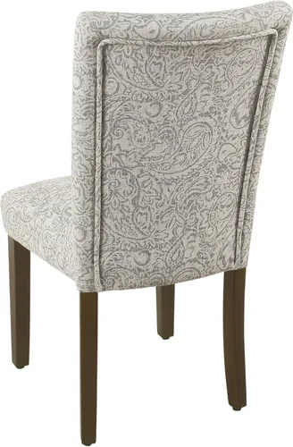 Miniatura 203 de Homepop Silla de comedor con detalles festoneados, sillas de comedor Parsons tapizadas, muebles decorativos para el hogar, tejido gris claro