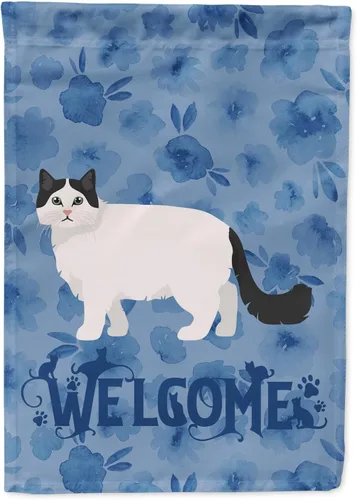 Miniatura 53 de Caroline's Treasures CK4813CHF - Bandera de bienvenida con gato abisinio azul, manga grande, para porche, para colgar en la pared, poliéster