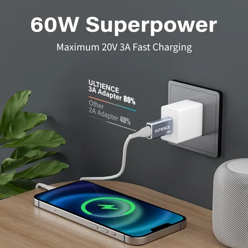 Miniatura 2 de Adaptador USB a USB C de doble cara de 10 Gbps, adaptador tipo C hembra a USB 3.2 macho, carga rápida de 60 W para iPhone 16 15 14 Plus Pro Max