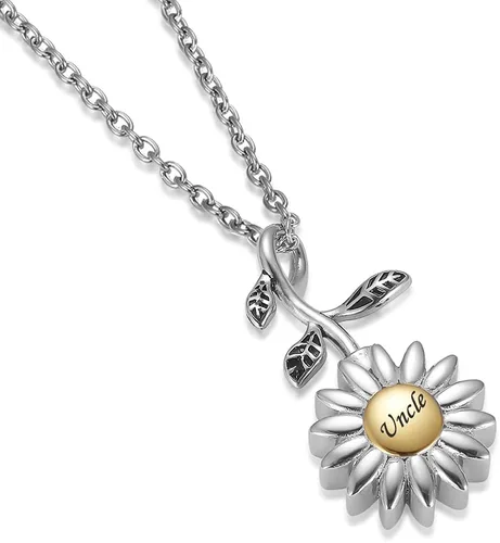 Miniatura 33 de Joyería de cremación de girasol para cenizas para mujeres, recuerdo de acero inoxidable, colgante conmemorativo, collar de urna de cremación