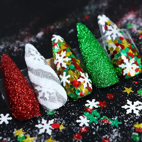 Miniatura 2 de Árbol de Navidad con copos de nieve 3D para árbol de Navidad, lentejuelas mezcladas de 3 colores con purpurina en polvo hexagonal con purpurina