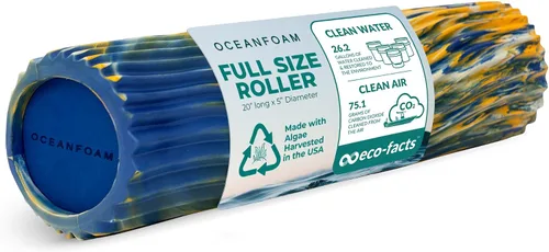 Miniatura 36 de Oceanfoam Tidal Roller - Azul Marino Oscuro - Rodillo de espuma para masaje muscular para dolor de espalda y estiramiento - Textura de onda ancha