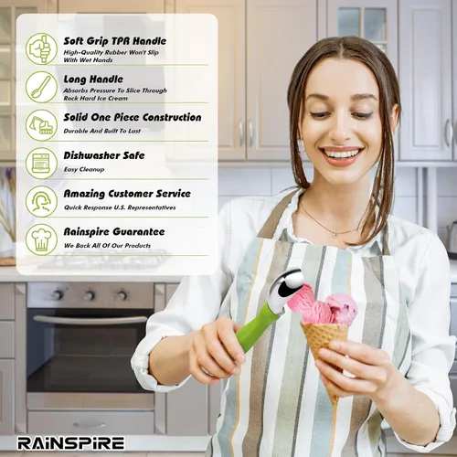 Miniatura 6 de Rainspire Cuchara de helado de acero inoxidable con mango cómodo, cuchara para helado resistente, pala para helado, ideal para cucharas de helado