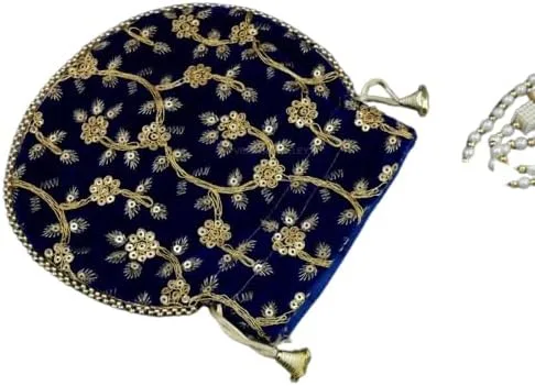 Miniatura 5 de Bolsa de terciopelo bordada para mujer, bolsa con cordón, regalo de boda dorado para mujer
