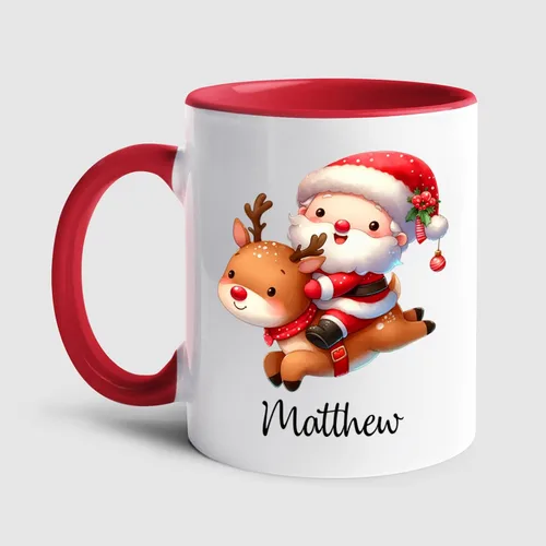 Taza de café de Papá Noel con nombre personalizado – Taza de Papá Noel personalizada, 11 onzas y 15 onzas, bonita taza de cerámica blanca regalo