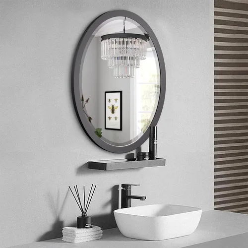 Miniatura 4 de LYYYXGYP Espejo de pared ovalado de 23 x 29 pulgadas, marco de metal negro mate, espejos decorativos para montaje en pared, para tocador, baño