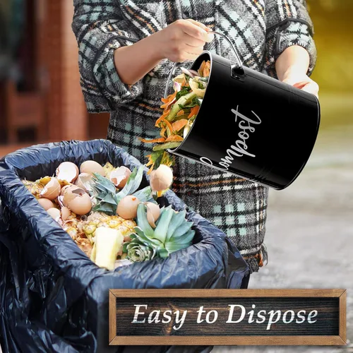 Miniatura 5 de DAYYET Contenedor de compost, 1.3 galones de cocina de granja para encimera de compost, cubo de abono para encimera interior con tapa y filtros