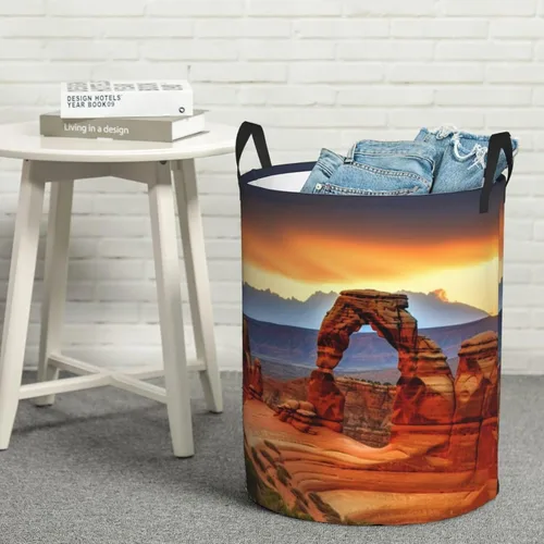 Miniatura 8 de Arches National Park - Cesta circular impermeable con asas para ropa, juguetes, pequeña