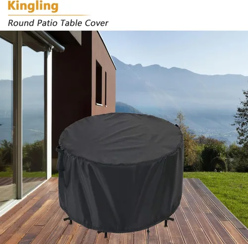 Miniatura 7 de Kingling Fundas impermeables para muebles de patio, fundas redondas para mesa de patio de 42 pulgadas, resistentes al aire libre, para comedor